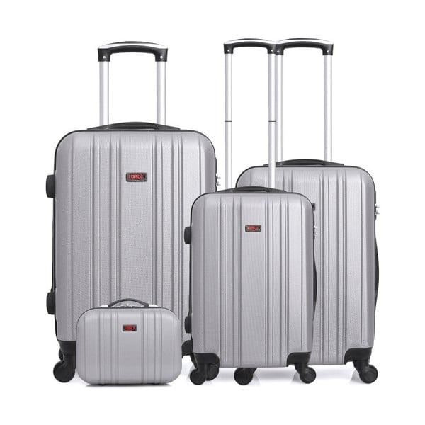 Sada 4 cestovních kufrů ve stříbrné barvě na kolečkách Hero Chicago