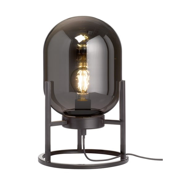 Черна настолна лампа със стъклен абажур (височина 34 cm) Regi – Fischer & Honsel