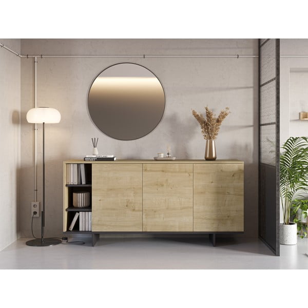 Нисък скрин с дъбов декор в естествен цвят 170x80 cm Cequoia - Marckeric-image-1