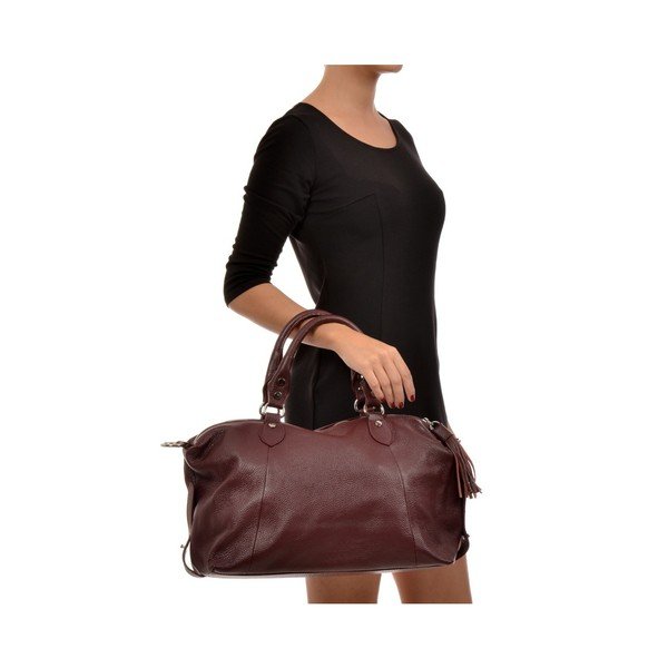 Виненочервена кожена чанта Mangotti Debra - Mangotti Bags-image-4