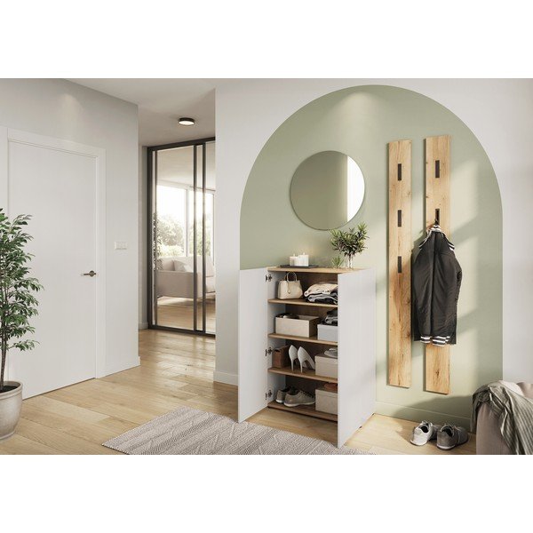 Кремаво шкафче с дъбов декор 74x105x33 cm Alviano – Germania-image-1