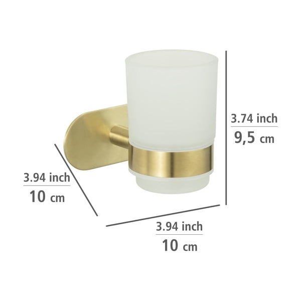Самодържаща се стъклена чаша за четки за зъби в златисто Orea Gold - Wenko-image-3
