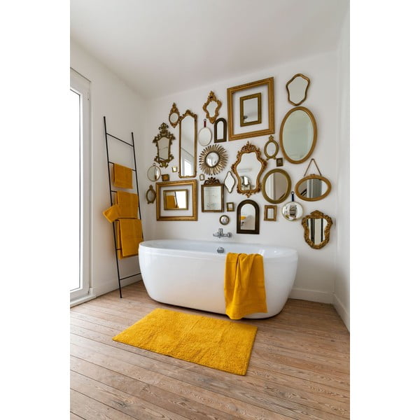 Жълта изтривалка за баня в цвят охра 100x60 cm Riva - Tiseco Home Studio-image-1