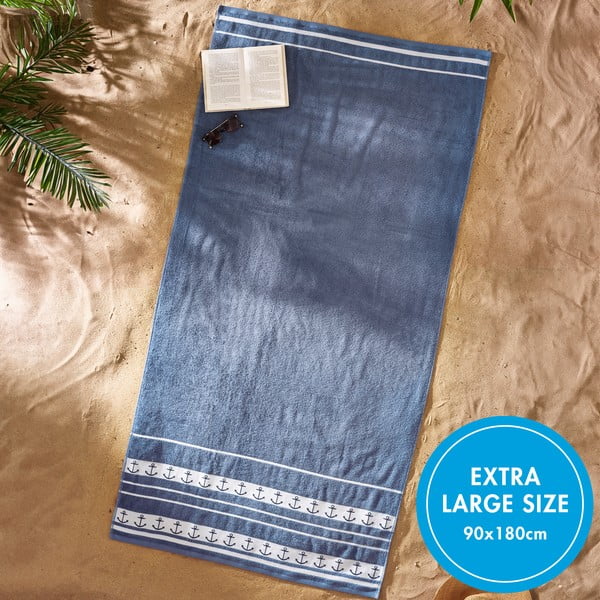 Синя памучна плажна кърпа 90x180 cm Anchors – Catherine Lansfield-image-4