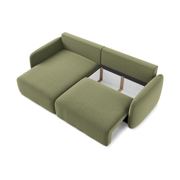 Зелен кадифен сгъваем/с място за съхранение ъглов диван (ляв ъгъл) Kalena – Makamii-image-4