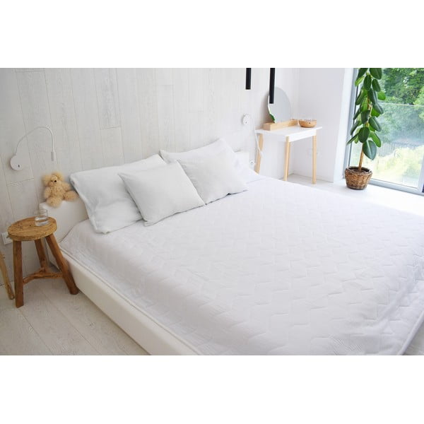 Бяло муселиново капитонирано покривало за легло 210x240 cm Plain Muslin – Butter Kings-image-2