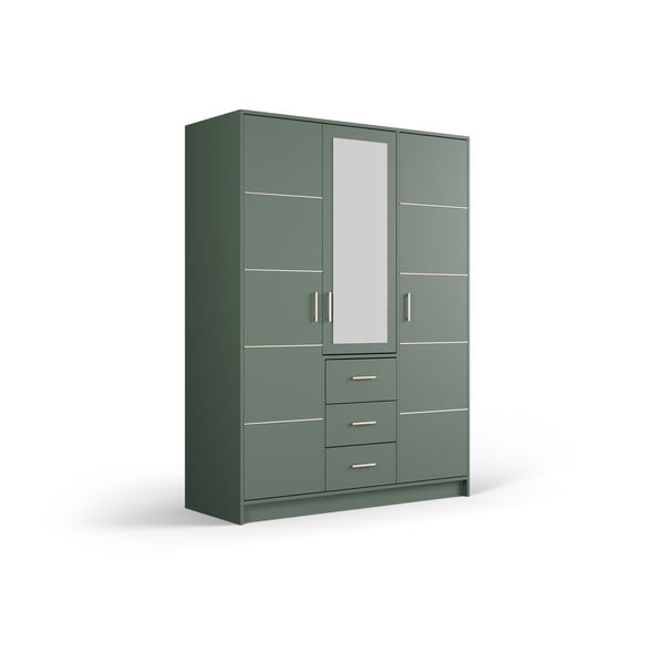 Зелен гардероб с огледало 147x200 cm Burren - Cosmopolitan Design-image-2