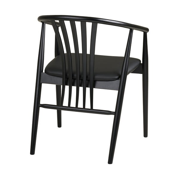 Черен трапезен стол с подлакътници от масивен бук Agustin – House Nordic-image-4