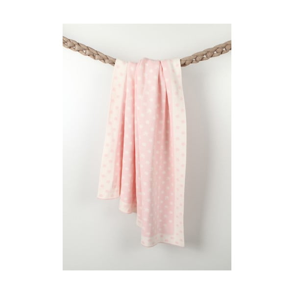 Розово бебешко памучно одеяло на точки, 90 x 90 cm - Homemania Decor