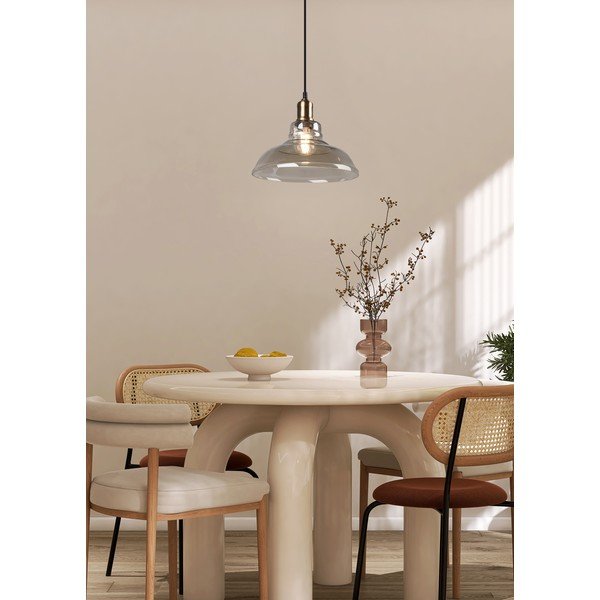 Метално висящо осветително тяло в месингов цвят със стъклен абажур ø 28 cm Aldo – Reality-image-1