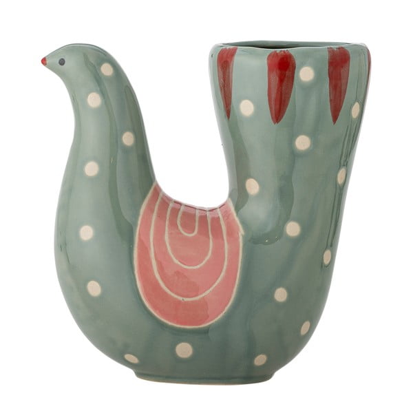 Зелена глинена ръчно рисувана ваза (височина 19 cm) Trudy – Bloomingville