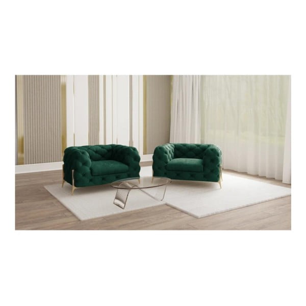 Тъмнозелено кадифено кресло Chelsea Bis – Ropez-image-1