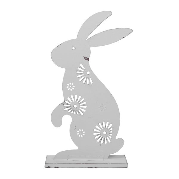 Бяла метална декорация на зайче, височина 24 cm - Ego Dekor