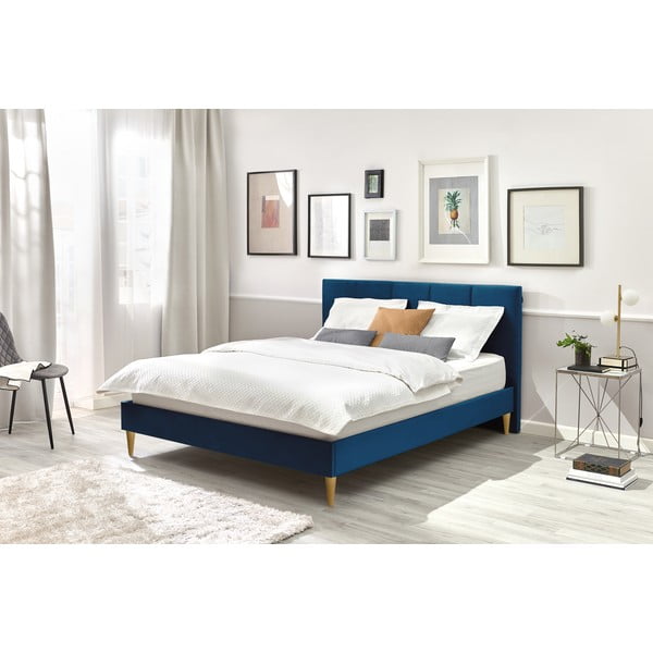 Синьо тапицирано двойно легло с решетка 180x200 cm Vivara - Bobochic Paris-image-3