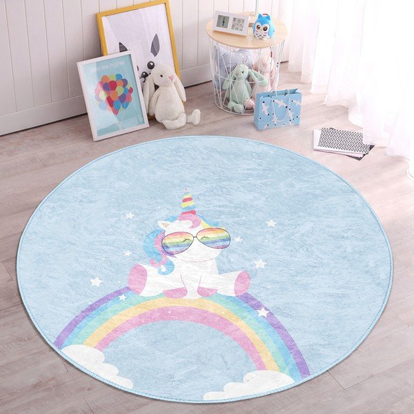 Светлосин детски килим ø 80 cm Comfort - Mila Home-image-2