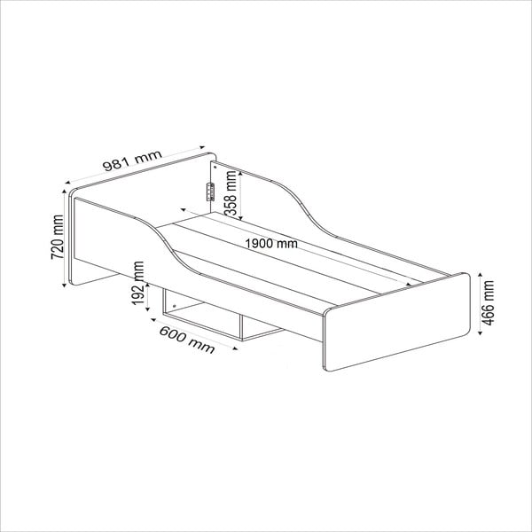 Единично легло с място за съхранение в естествен цвят 90x190 cm Evren - Kalune Design-image-4