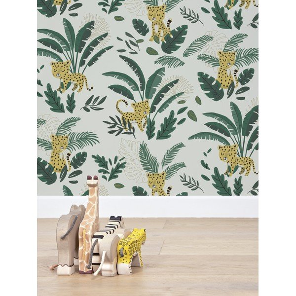 Детски тапет 10 м x 50 см Cheetah & Tropical Leaves - Lilipinso-image-1