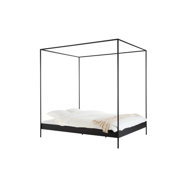 Черно стоманено двойно легло 180x200 cm без табла/с балдахин с включена подматрачна рамка Eton – noo.ma