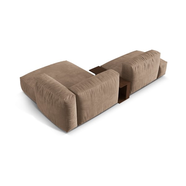 Светлокафяв кадифен модулен ъглов диван (десен ъгъл) Martina – Micadoni -image-3