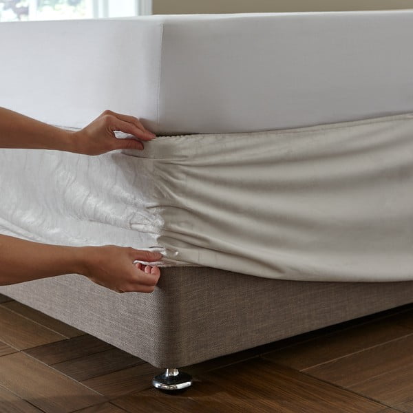 Кремаво еластично покритие за рамка на легло 152x198 cm Kingsley – Catherine Lansfield-image-2