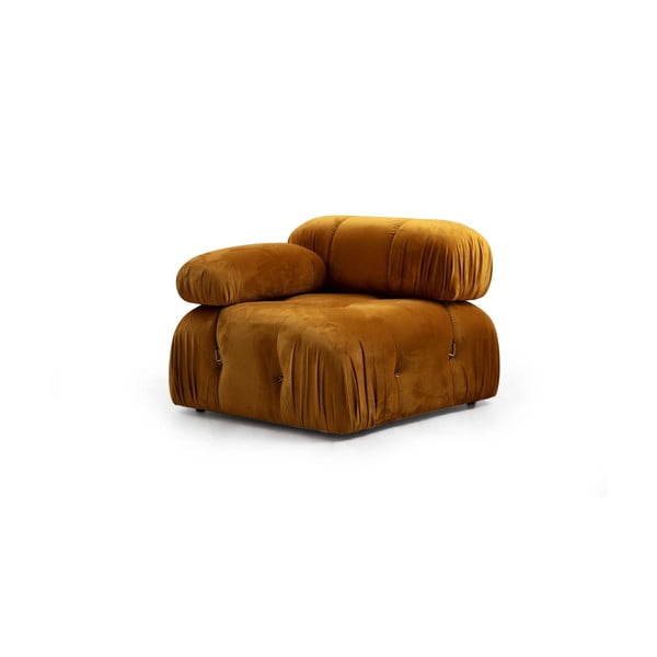 Кадифен модул за диван в цвят горчица (ляв ъгъл) Bubble – Artie