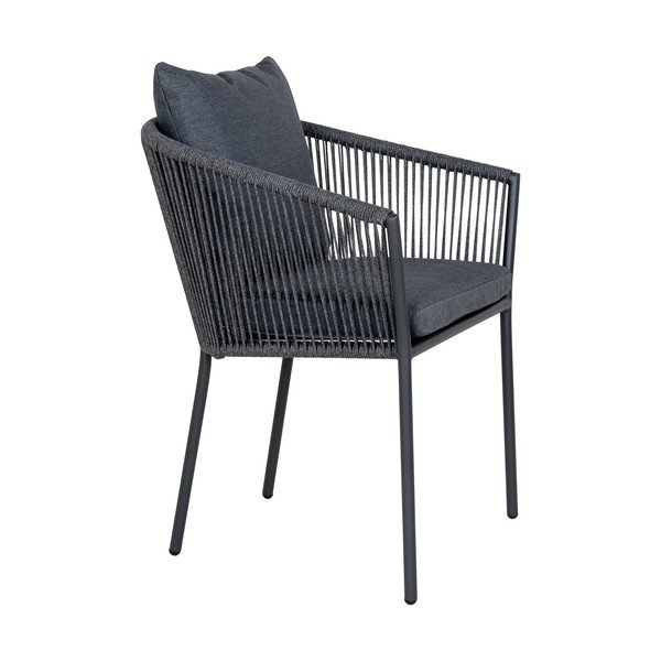 Тъмносив градински стол метален/подплатен Salerno – House Nordic-image-3