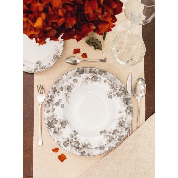 Бяло-светлосиви десертни порцеланови чинии в комплект от 6 бр. ø 19 cm Foliage gray – Villa Altachiara-image-2