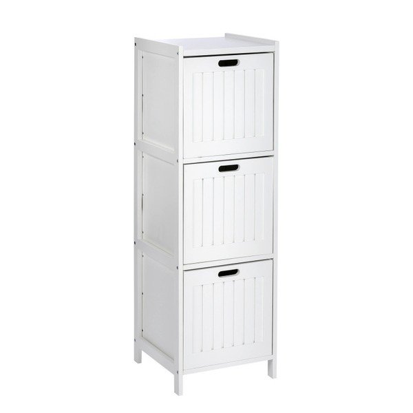 Бял дървен шкаф за баня с 3 чекмеджета Oslo - Wenko-image-1