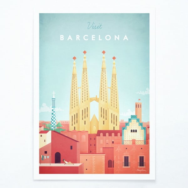 Плакат , 30 x 40 cm Barcelona - Travelposter