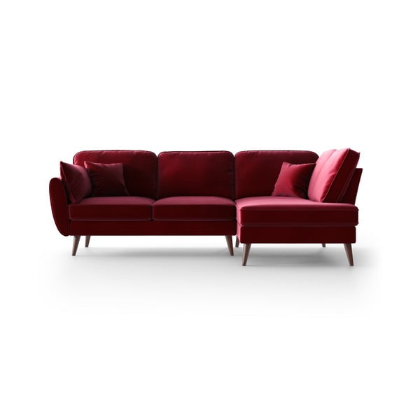 Ъглов диван от червено кадифе , десен ъгъл Auteuil - My Pop Design