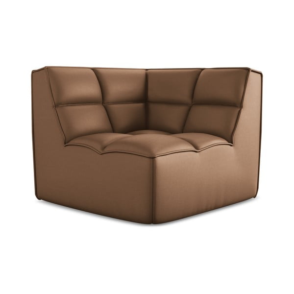 Кафяв модул за диван от изкуствена кожа Kalai – Makamii-image-2