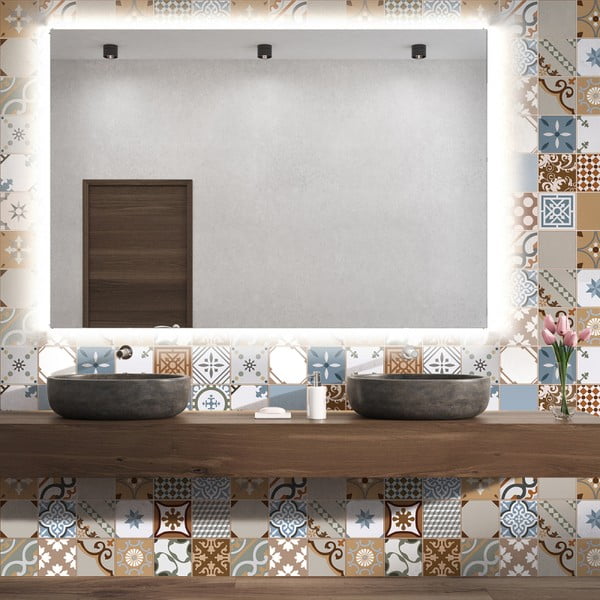 Комплект от 30 стикера за стена Стикери за стена Циментови плочки Azulejos , 15 x 15 cm Estefania - Ambiance