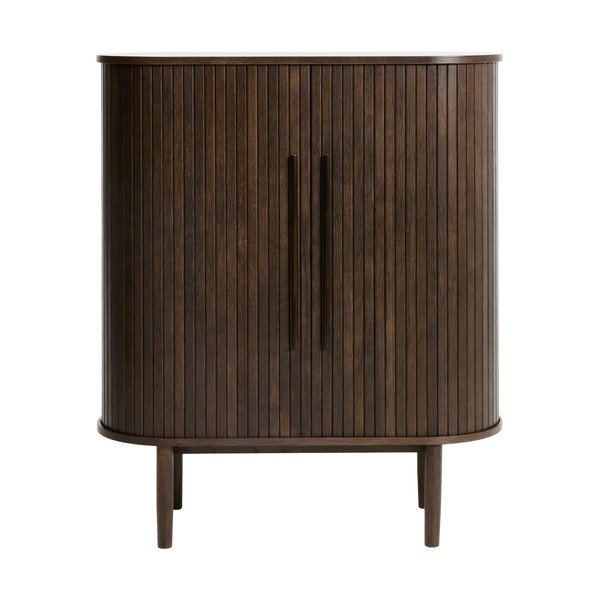 Шкафче от декор от дъб  с плъзгащи се врати в тъмно естествен цвят 100x118x40 cm Meta – Unique Furniture-image-2