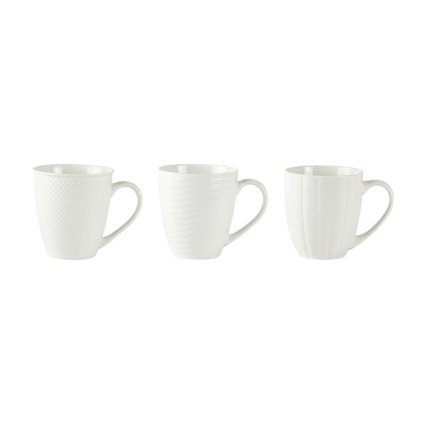 Комплект от 3 чаши от бял порцелан Pure Texture, 300 ml - KJ Collection