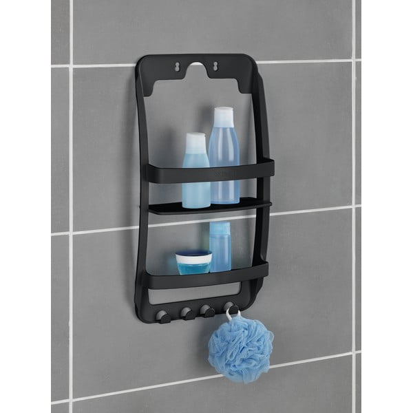 Черен висящ пластмасов рафт за баня без пробиване Universal – Wenko-image-2