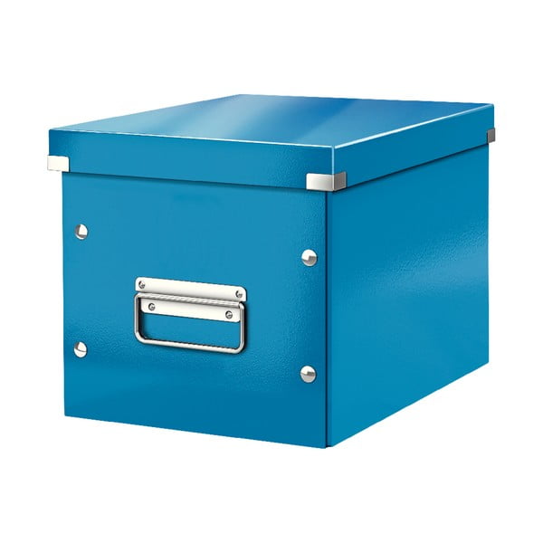 Синя картонена кутия за съхранение с капак Click&Store - Leitz