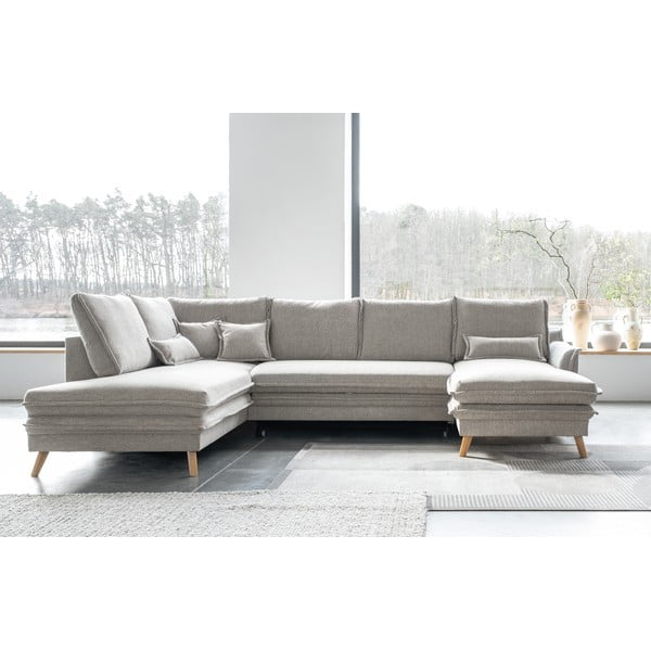 Бежов разтегателен ъглов диван (ляв ъгъл/"U" форма) Charming Charlie – Miuform-image-3