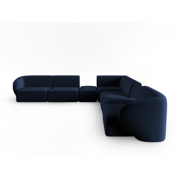 Син кадифен ъглов диван Paolo – Milo Casa-image-2