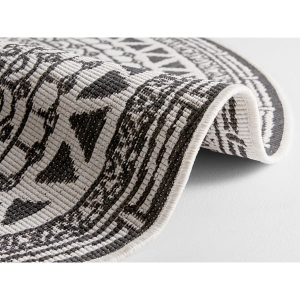 Черно-кремав килим за открито, ø 140 cm Coron - NORTHRUGS-image-1