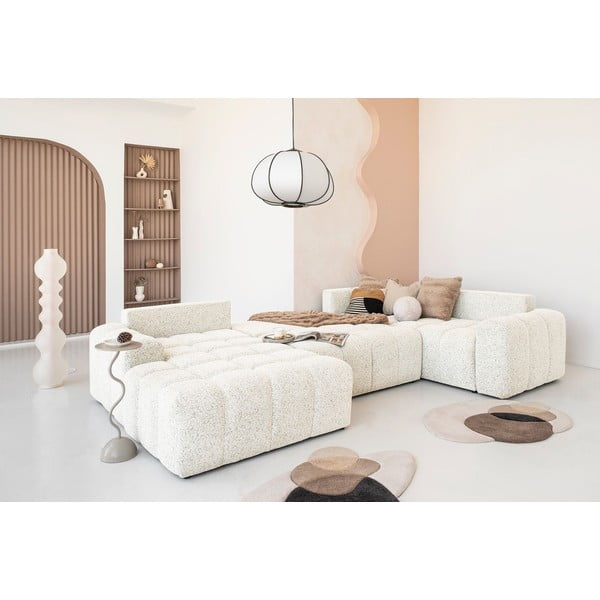 Кремав разтегателен модулен ъглов диван с място за съхранение (десен ъгъл) Lulu – Miuform-image-1