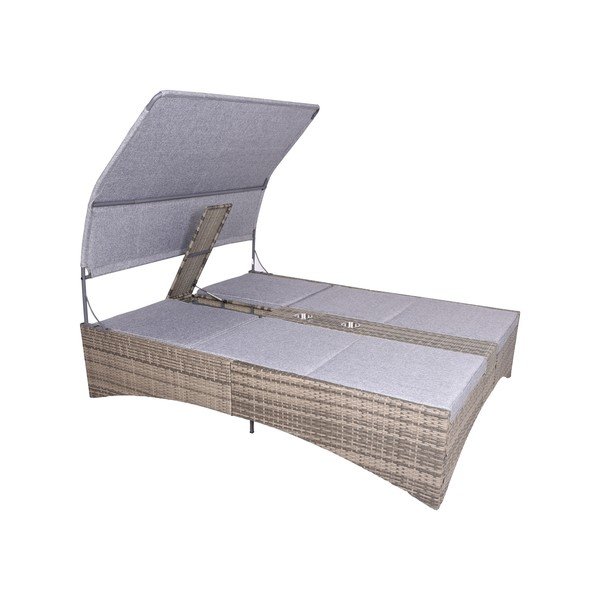 Сив двуместен градински шезлонг метален/от изкуствен ратан Pescara – Garden Pleasure-image-2