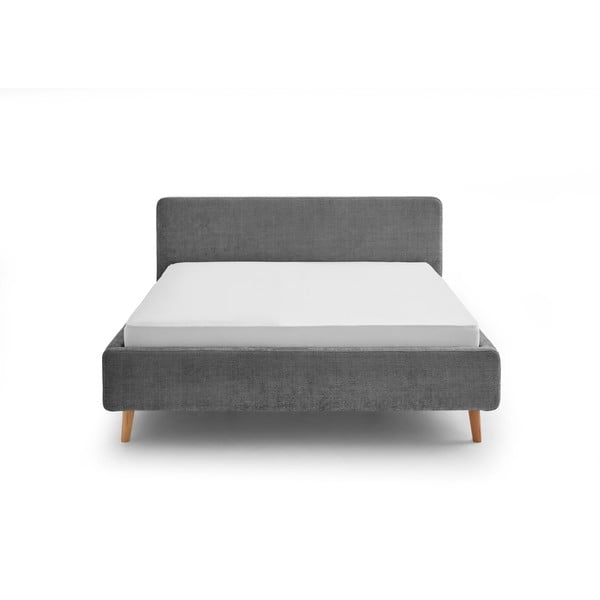Тъмносиво двойно легло 160x200 cm тапицирано с място за съхранение с включена подматрачна рамка Mattis – Meise Möbel-image-2