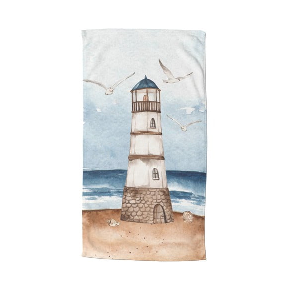 Синя-кафява кадифена плажна кърпа 100x180 cm Berlin – Good Morning