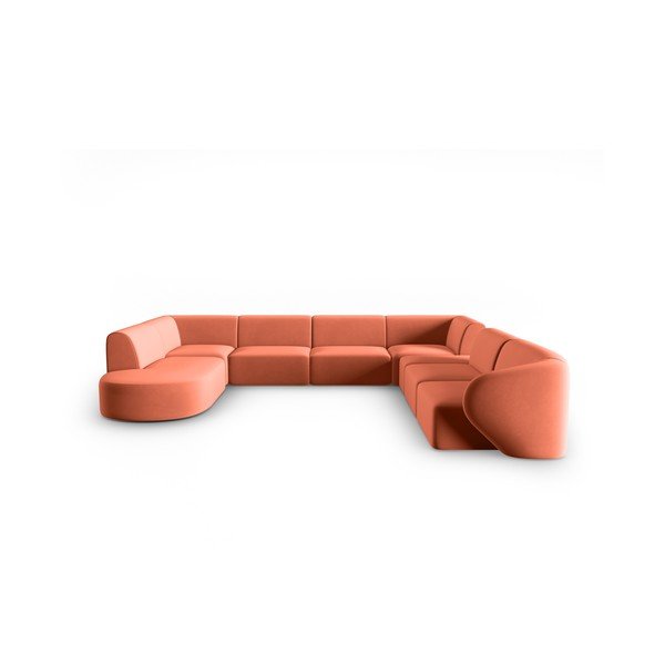 Розов кадифен ъглов диван (десен ъгъл/U форма) Paolo – Milo Casa