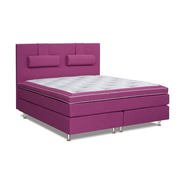 Švestkově fialová postel s matrací Gemega Hilton, 180x200 cm