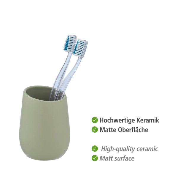 Зелена керамична чаша за четки за зъби Badi - Wenko-image-4