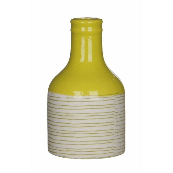 Žlutobílá keramická váza Mica Fabio, 14 x 8 cm