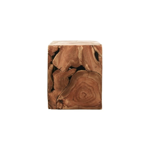 Кубична странична маса от необработено тиково дърво, 25 x 30 cm - HSM collection