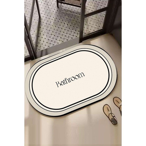 Кремав килим за баня 60x100 cm Farbelle – Foutastic-image-1