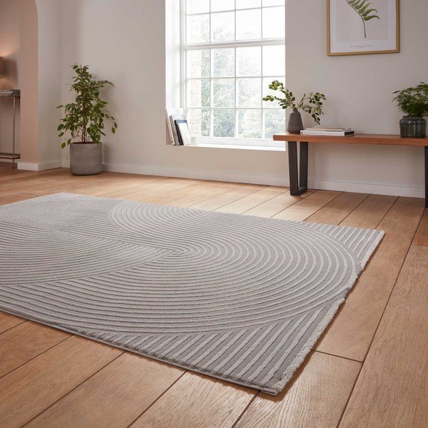 Светлосив килим от рециклирани влакна подходящ за пране 160x230 cm Flores – Think Rugs-image-2